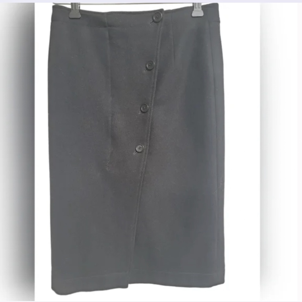 Prada Asymmetric Button Front Virgin Wool Skirt I… - image 1